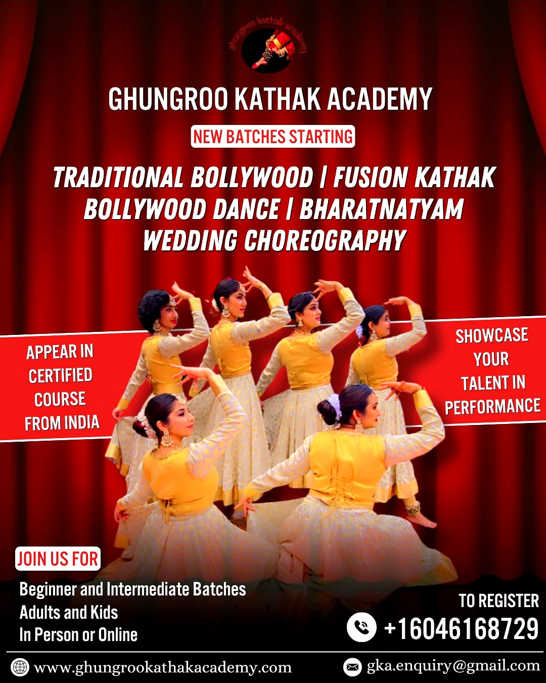 Ghungroo Kathak Academy – New Batches Starting